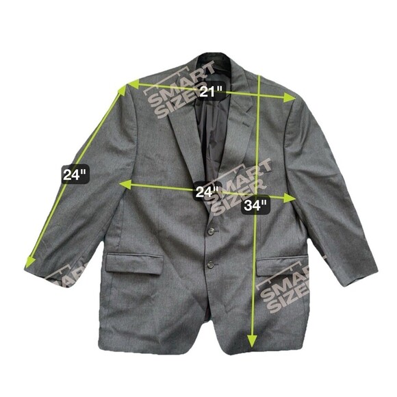 Lauren Ralph Lauren Gray Suit Jacket Blazer 100% Wool 2 Button 48R - Picture 2 of 5